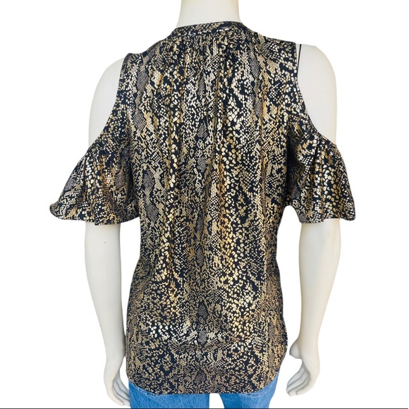Michael Kors Snakeskin-Print Cold-Shoulder Top Blouse - Picture 10 of 11